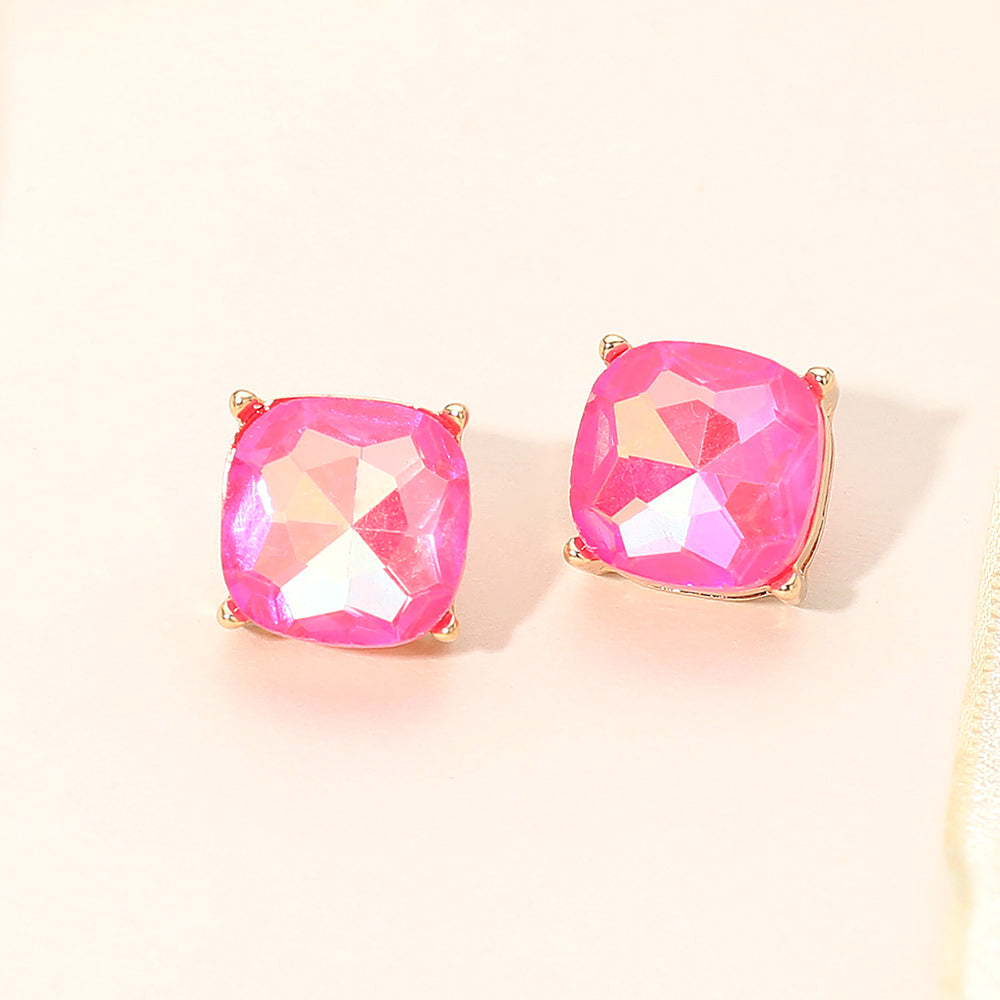 Women's Square Cushion Stud Earrings
