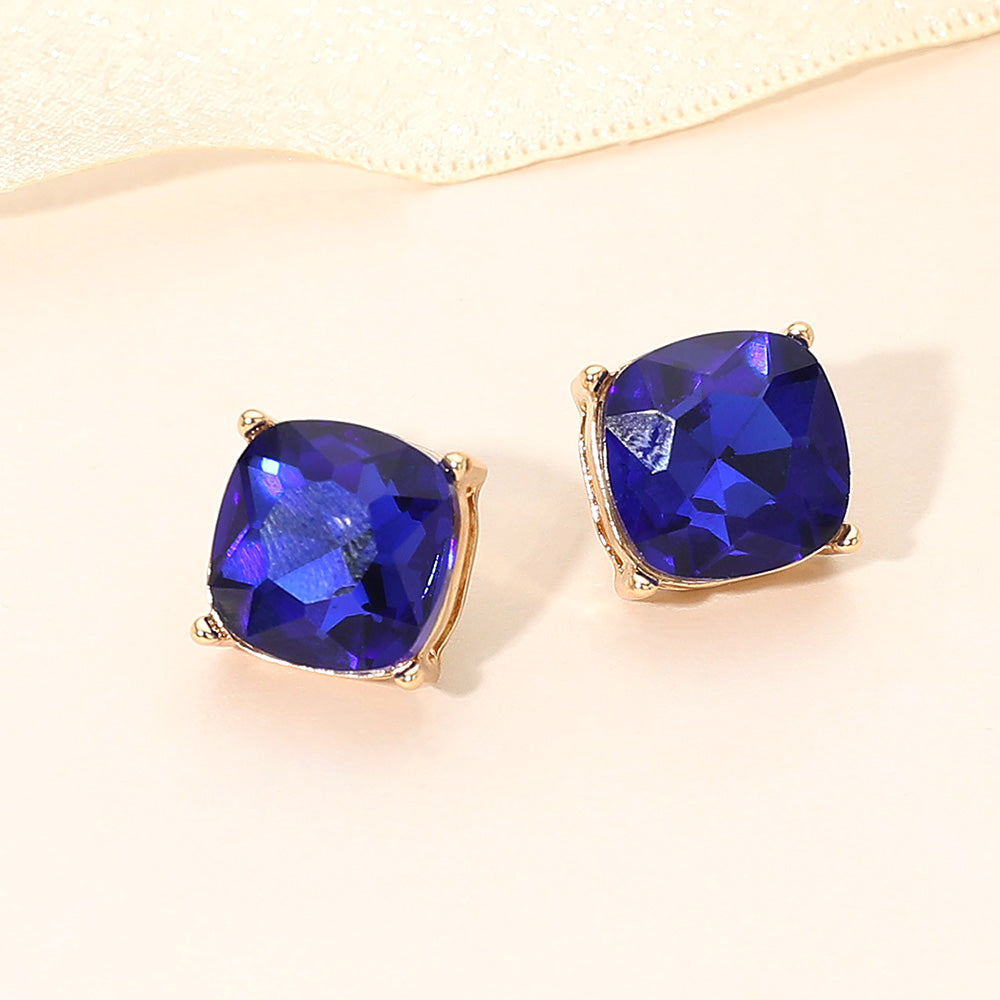 Women's Square Cushion Stud Earrings