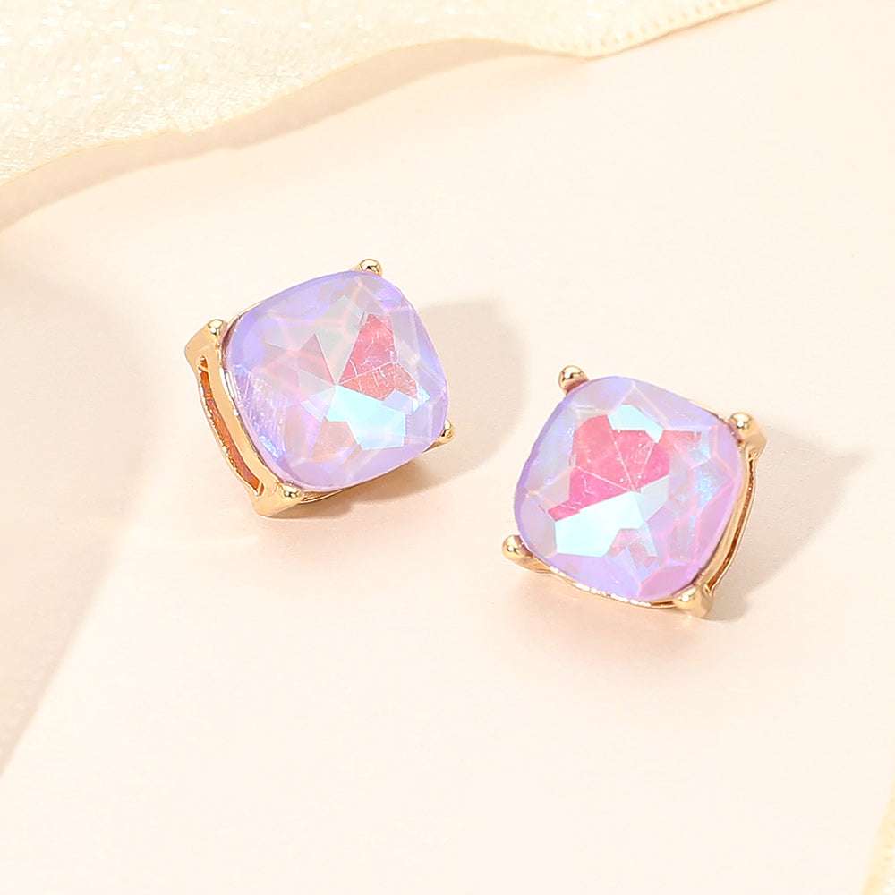 Women's Square Cushion Stud Earrings