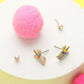 2Pairs - K Round Stone Unicorn Initial Monogram Stud Kids Earrings