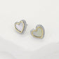 14K Gold Plated Mother Of Pearl Heart Stud Earrings