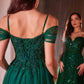 Ladivine SF009 Long Embellished Off The Shoulder Fitted Lace Gown