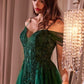 Ladivine SF009 Long Embellished Off The Shoulder Fitted Lace Gown