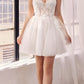 Ladivine SF047 Lace Bodice A-Line Layered Tulle Short Dress
