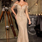 Ladivine SF209 Cold Off The Shoulder Fringe Beaded Mermaid Gown