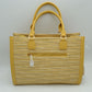 Woven Tweed Structured Laptop Tote Bag with Front Slip Pocket and Crossbody Strap