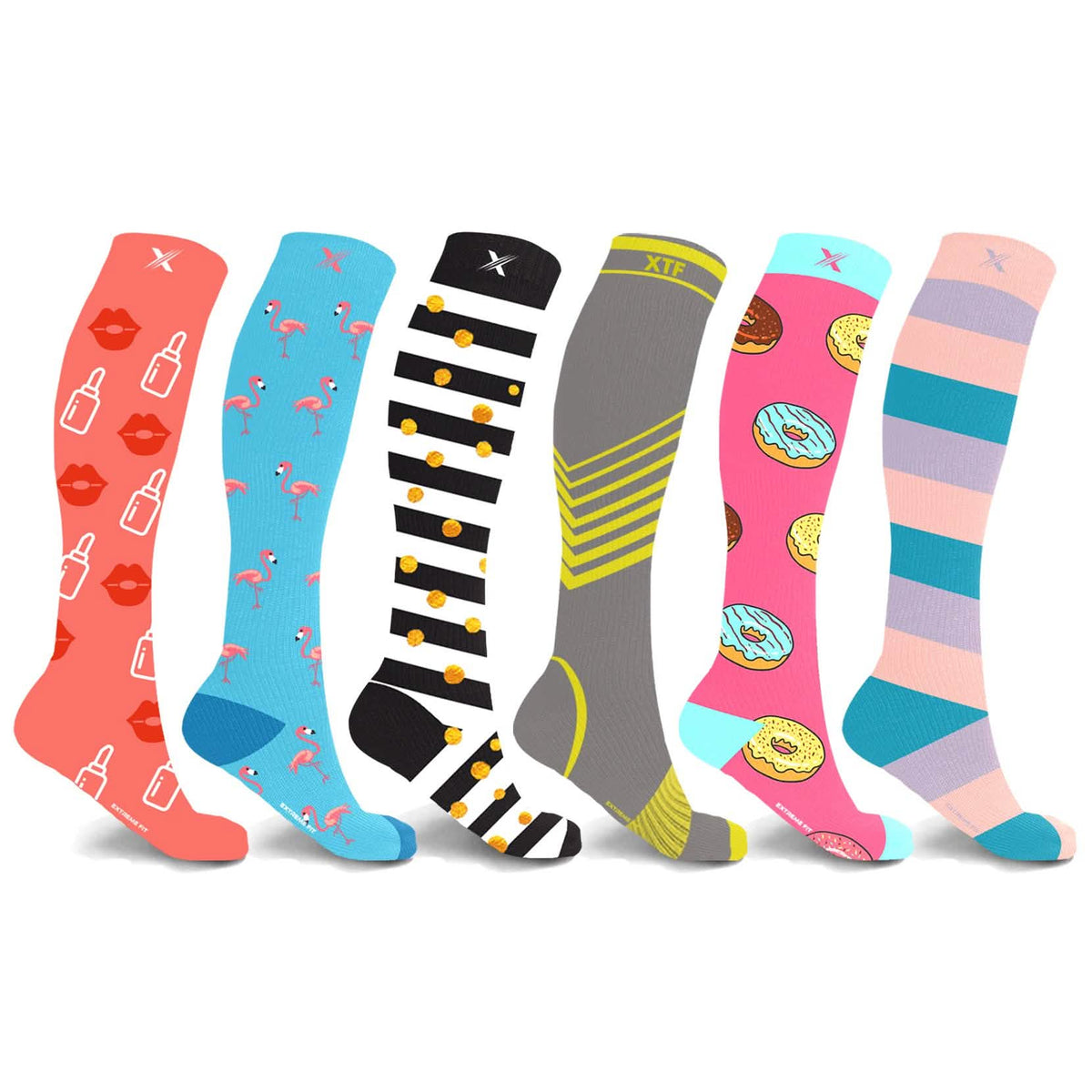 6 pares: calcetines de compresión hasta la rodilla para mujer para aliviar el dolor y la recuperación