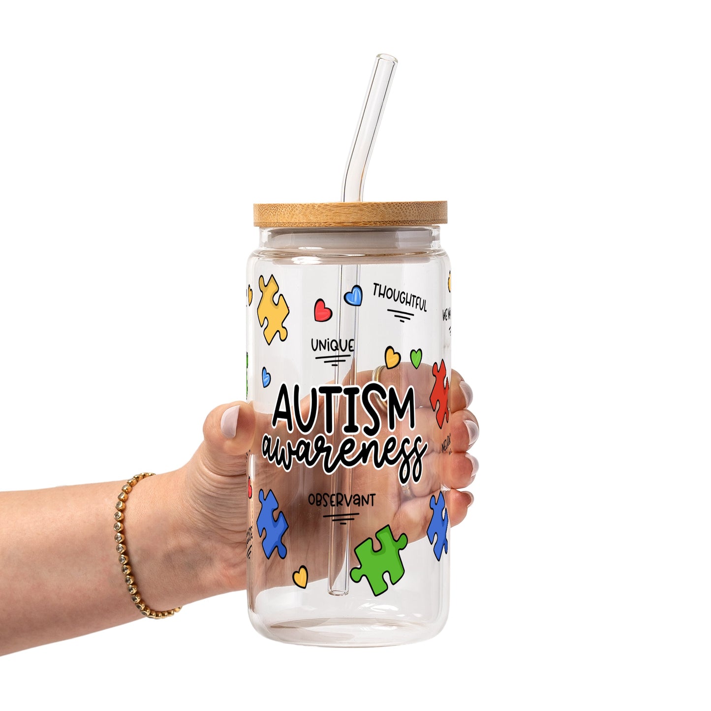 Autism Awareness Puzzle Piece Glass Cups