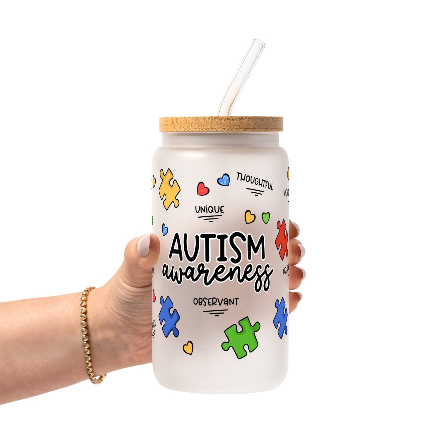 Autism Awareness Puzzle Piece Glass Cups
