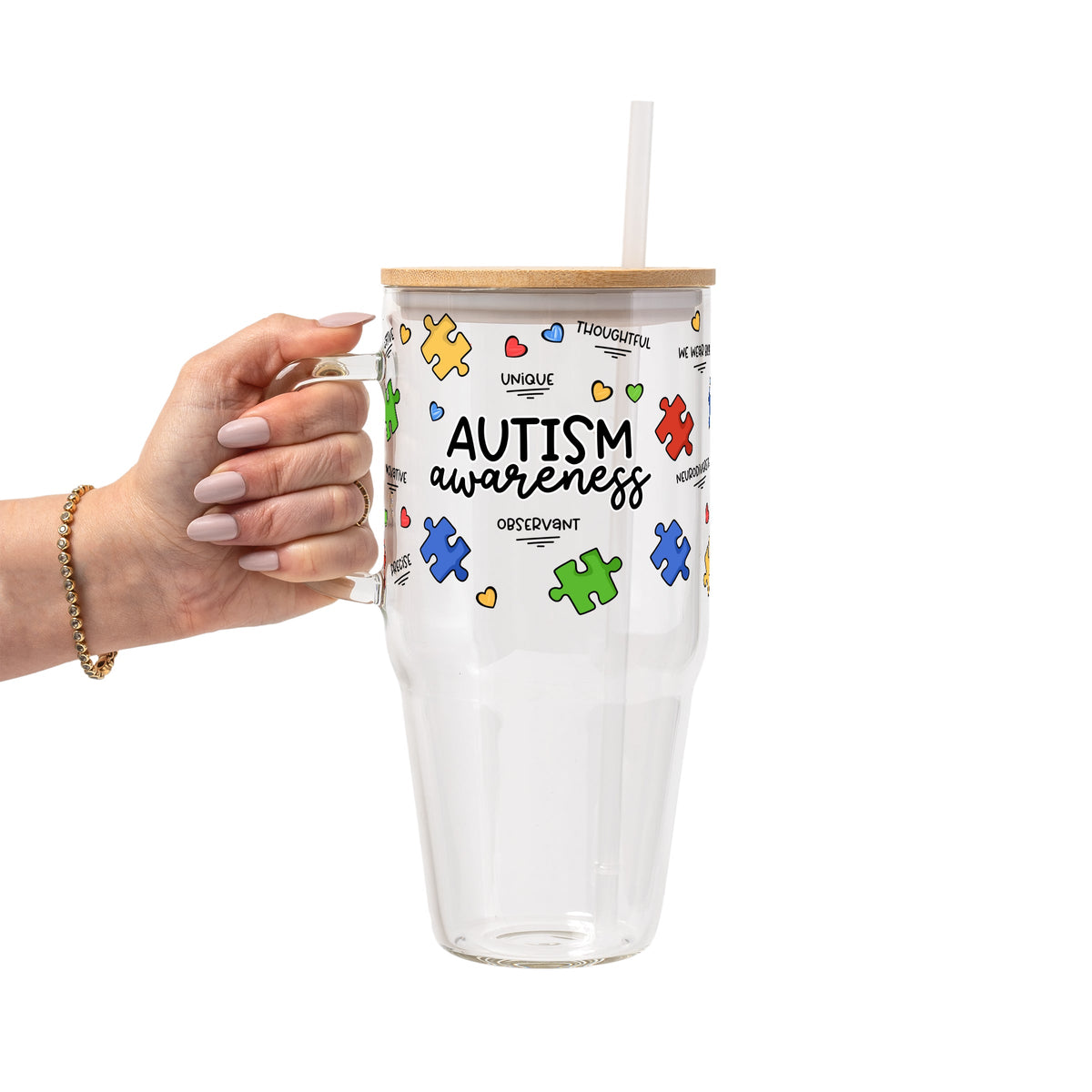 Autism Awareness Puzzle Piece Glass Cups