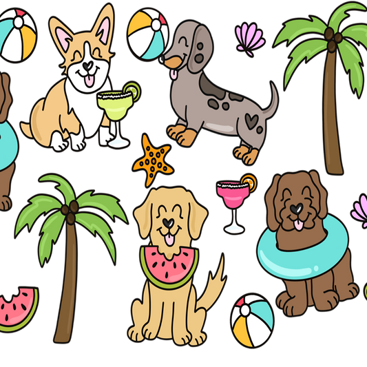 Vasos de cristal "Perritos playeros"
