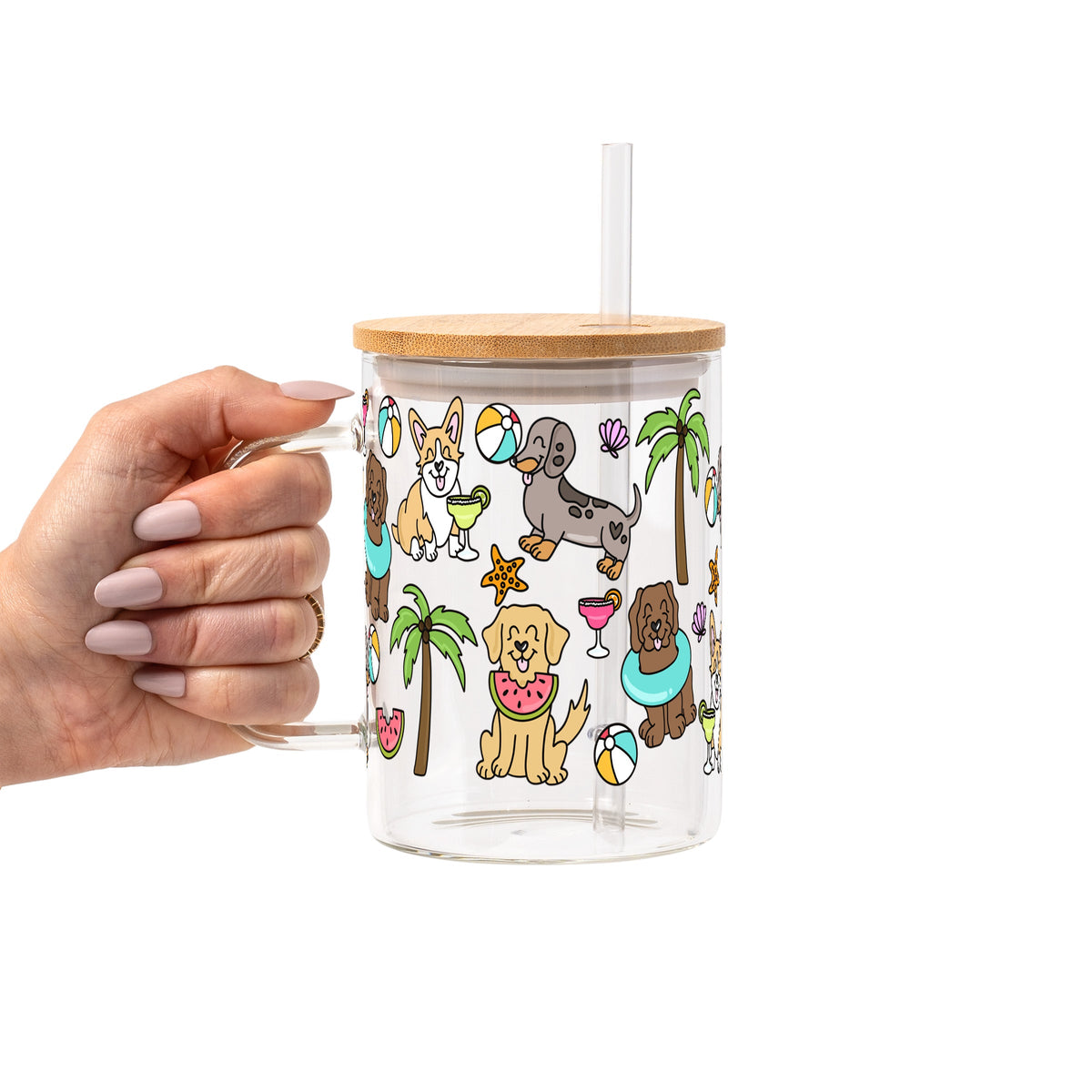 Beach Pups Glass Cups