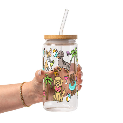 Beach Pups Glass Cups