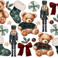 Plaid Teddy Christmas Glass Cups