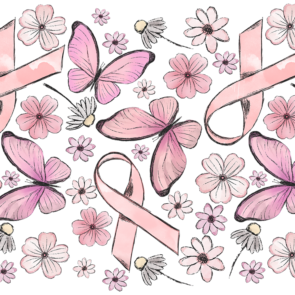 Breast Cancer Awareness Pink Ribbon Glass Cups
