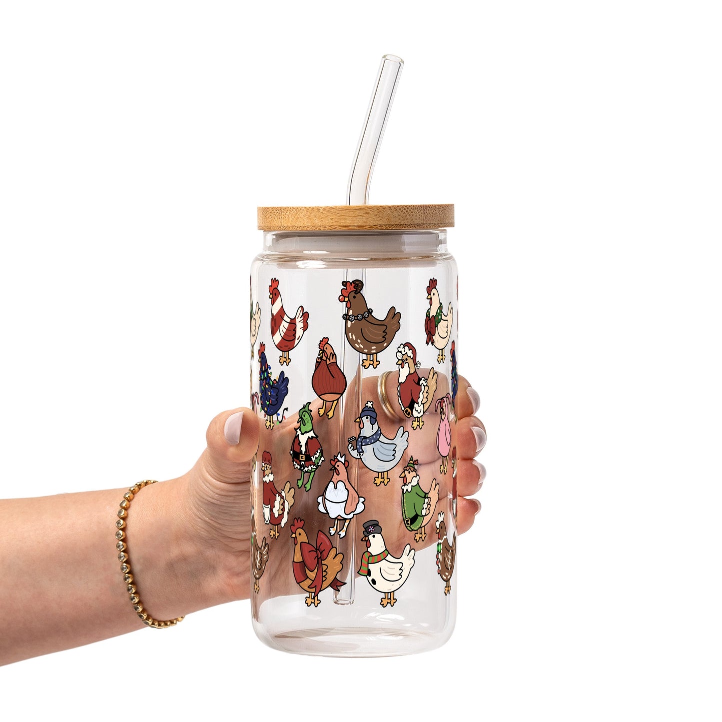 Festive Flock Christmas Glass Cups