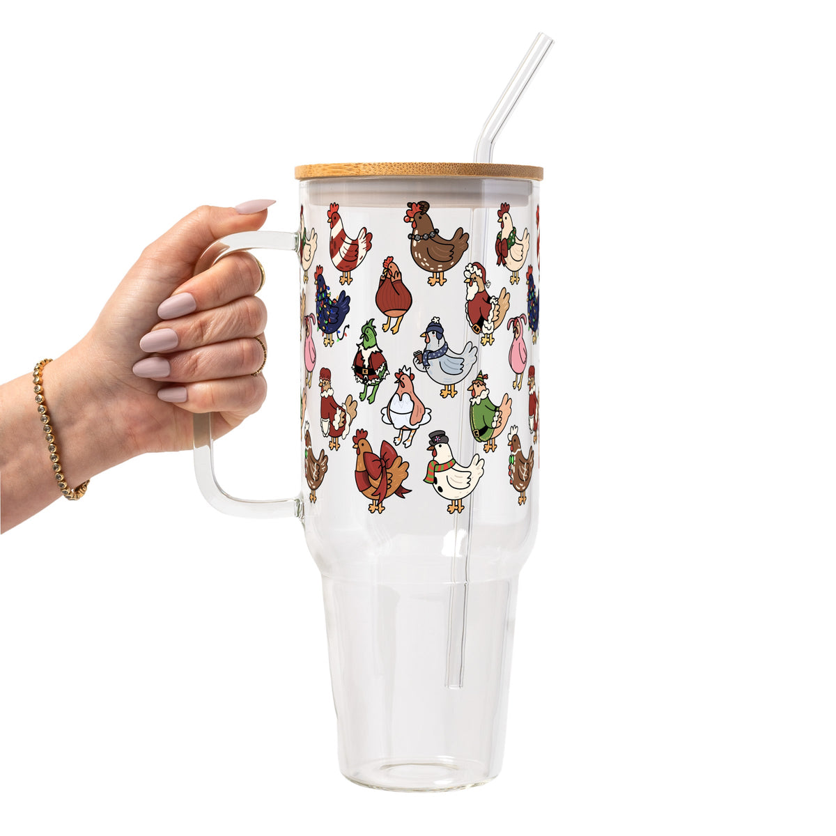 Festive Flock Christmas Glass Cups