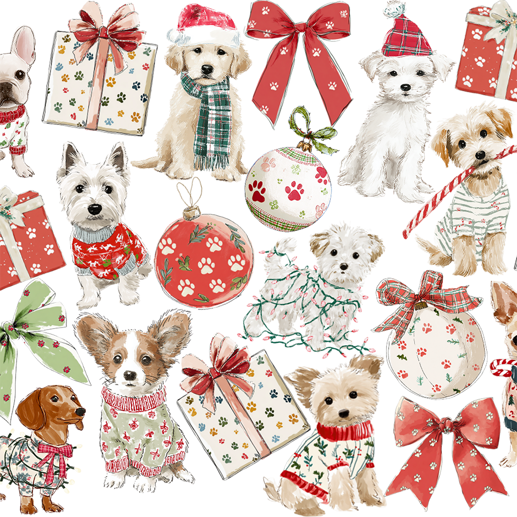 Vasos de cristal perritos navideños