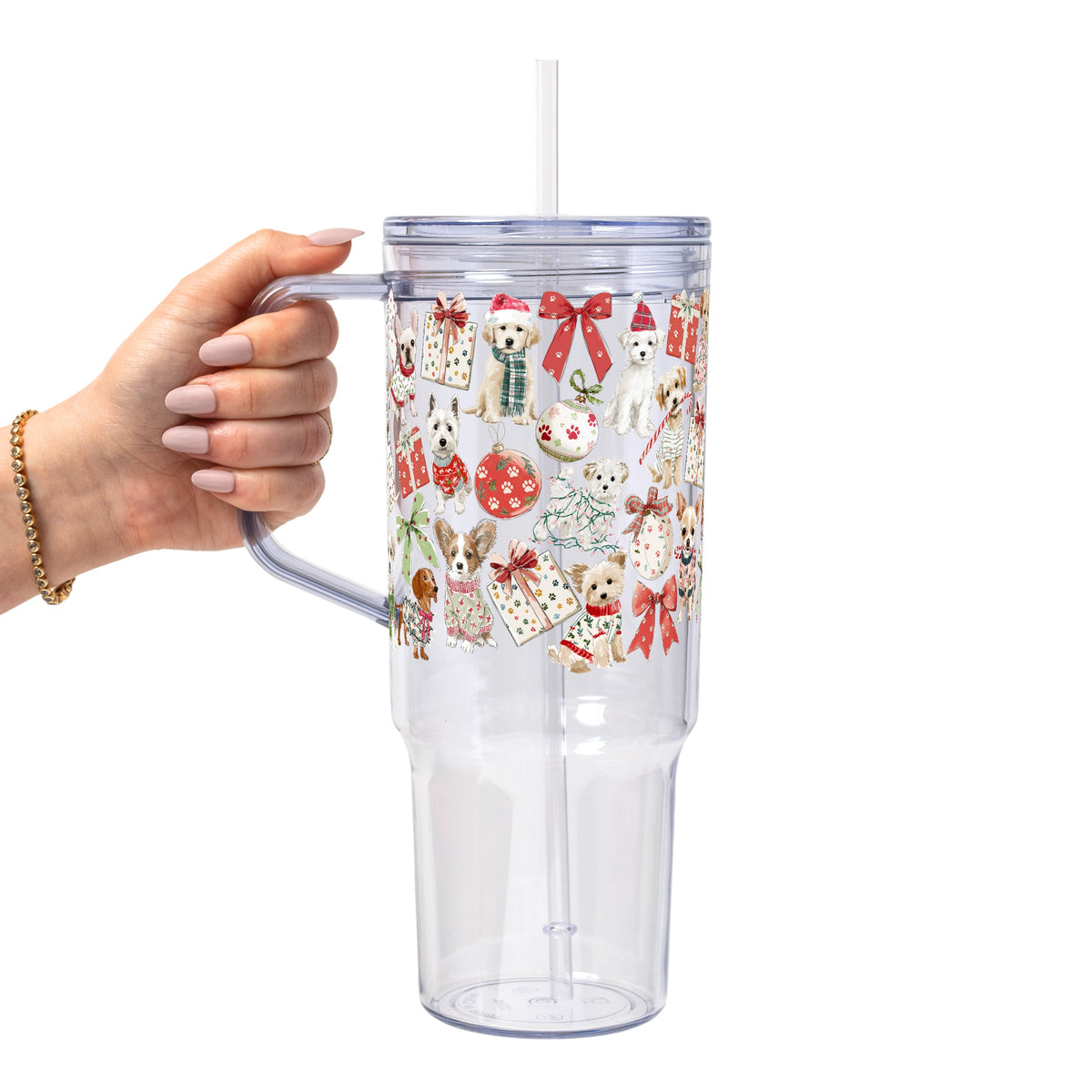 Vasos de cristal perritos navideños