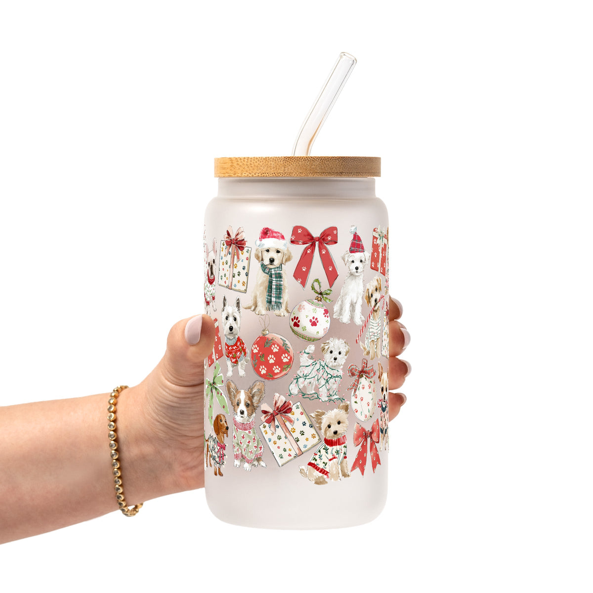 Vasos de cristal perritos navideños