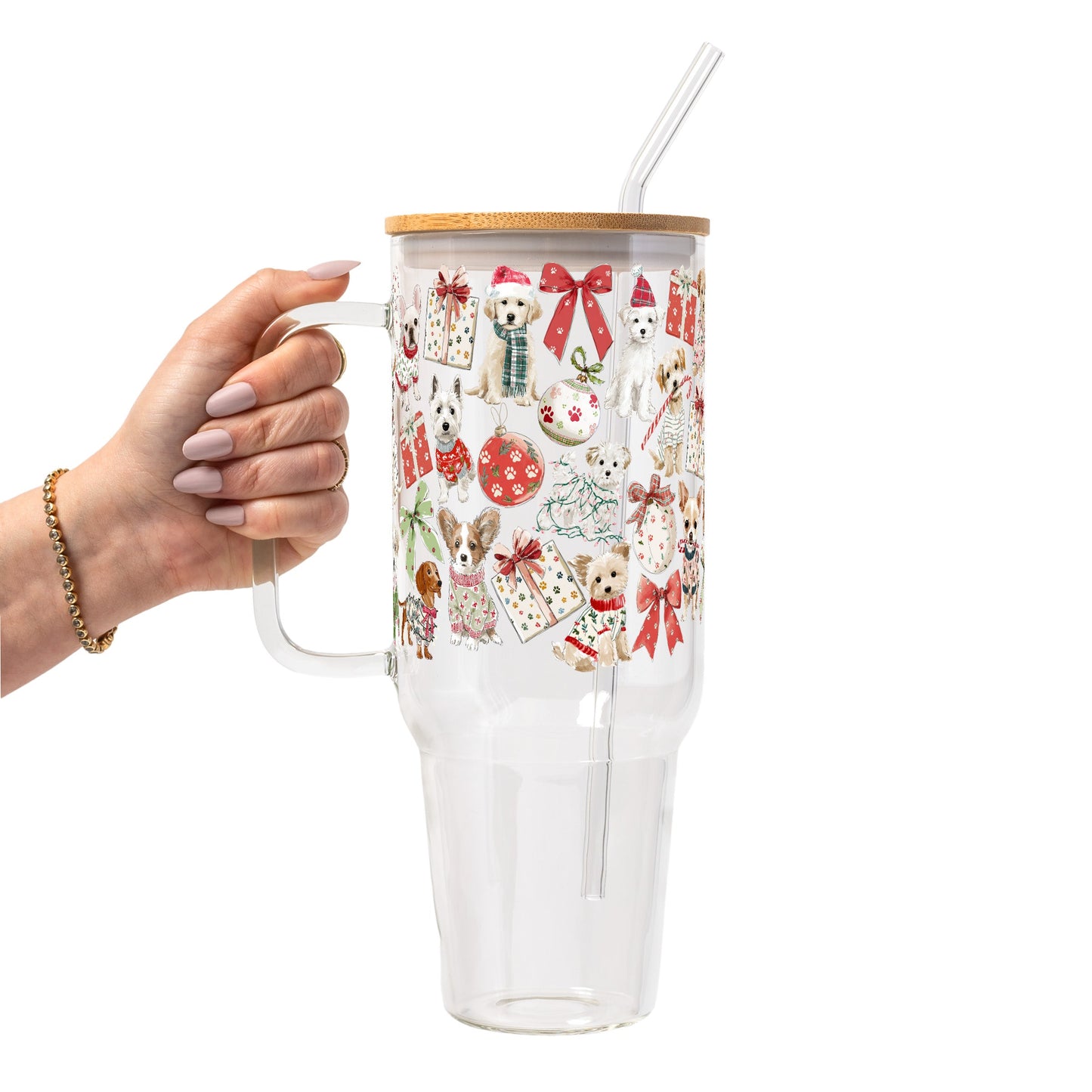 Vasos de cristal perritos navideños