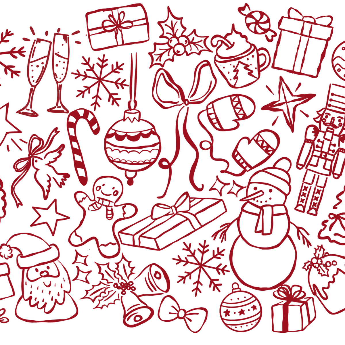 Christmas Doodles Glass Cups