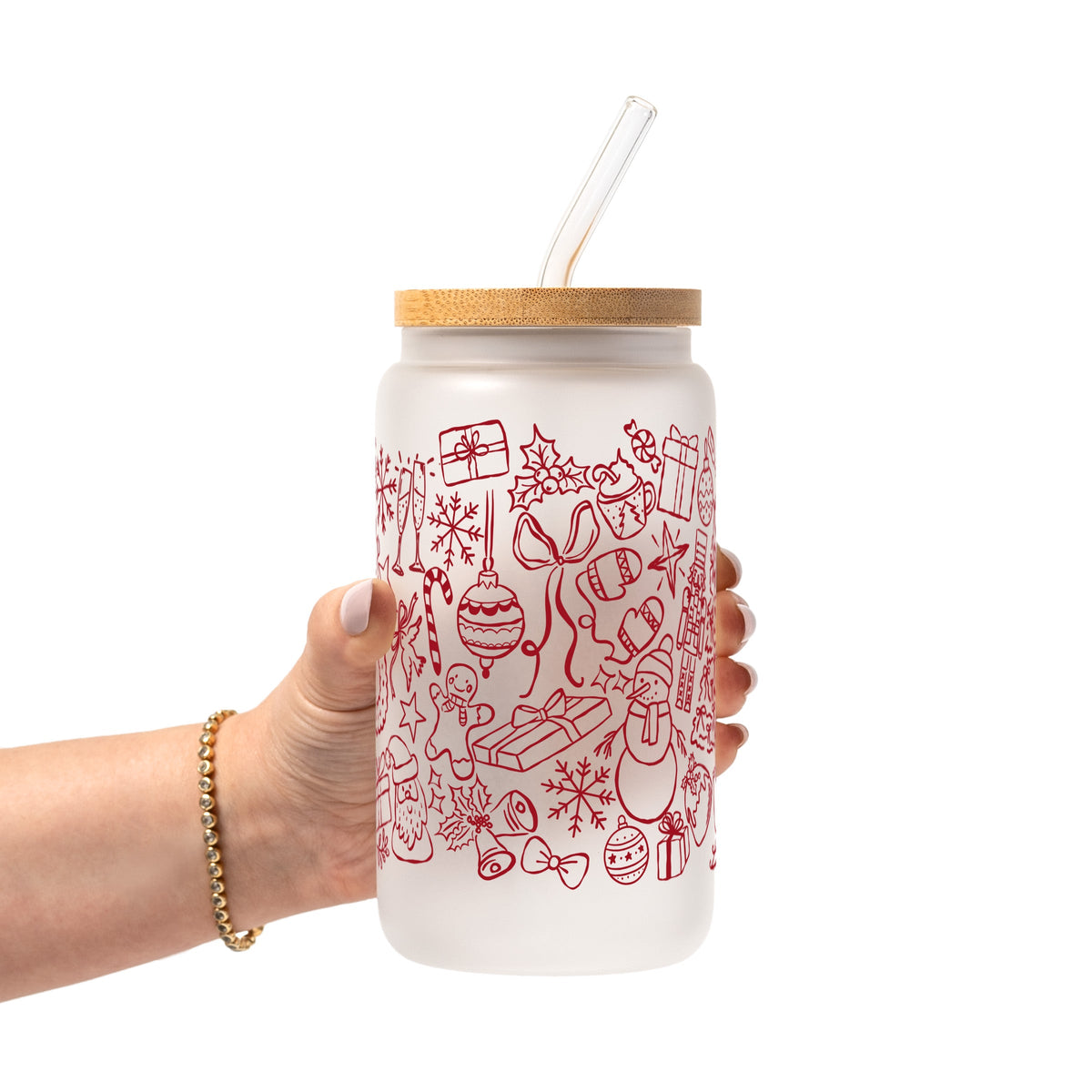 Christmas Doodles Glass Cups