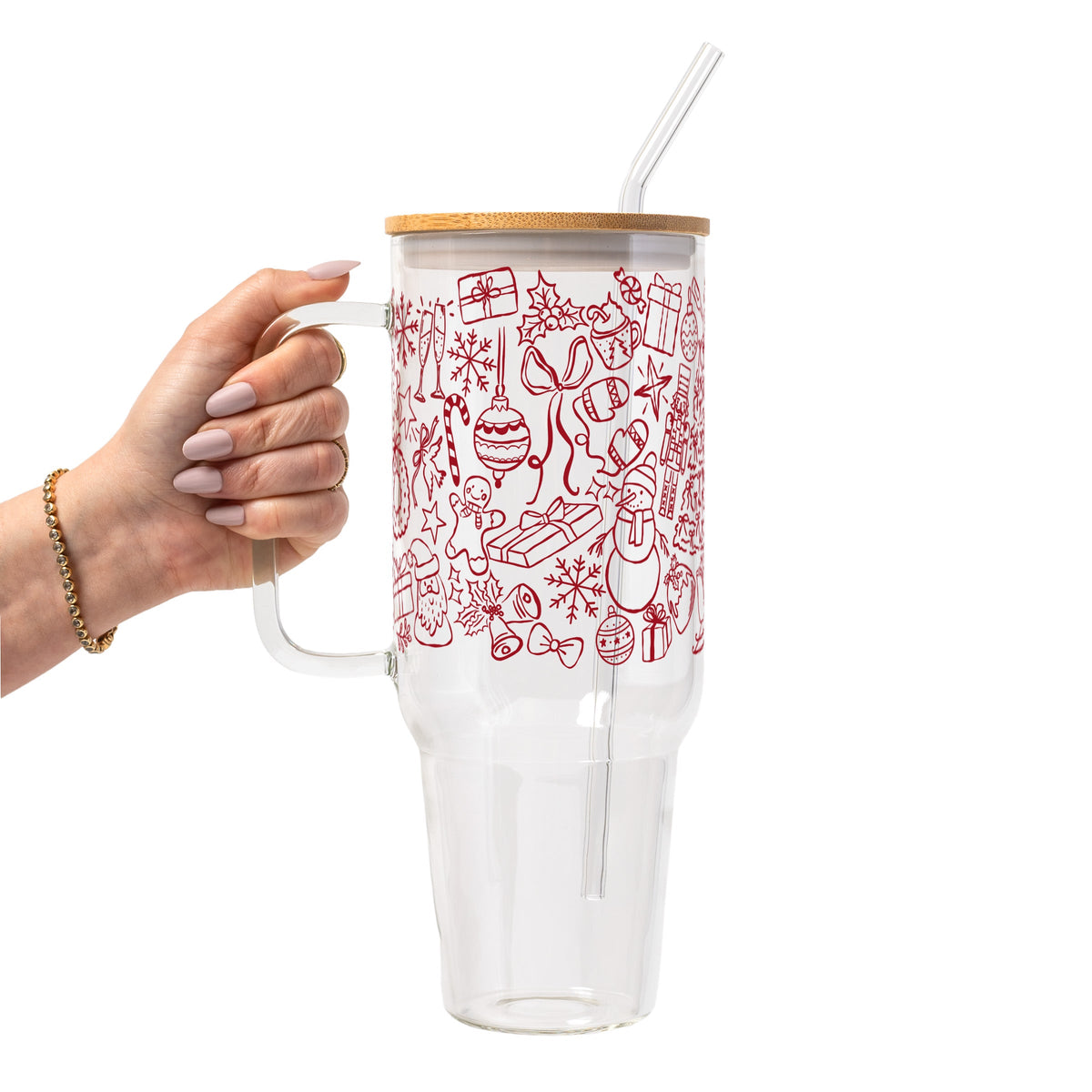 Christmas Doodles Glass Cups