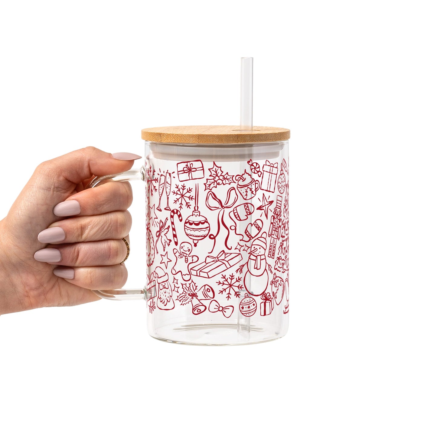 Christmas Doodles Glass Cups