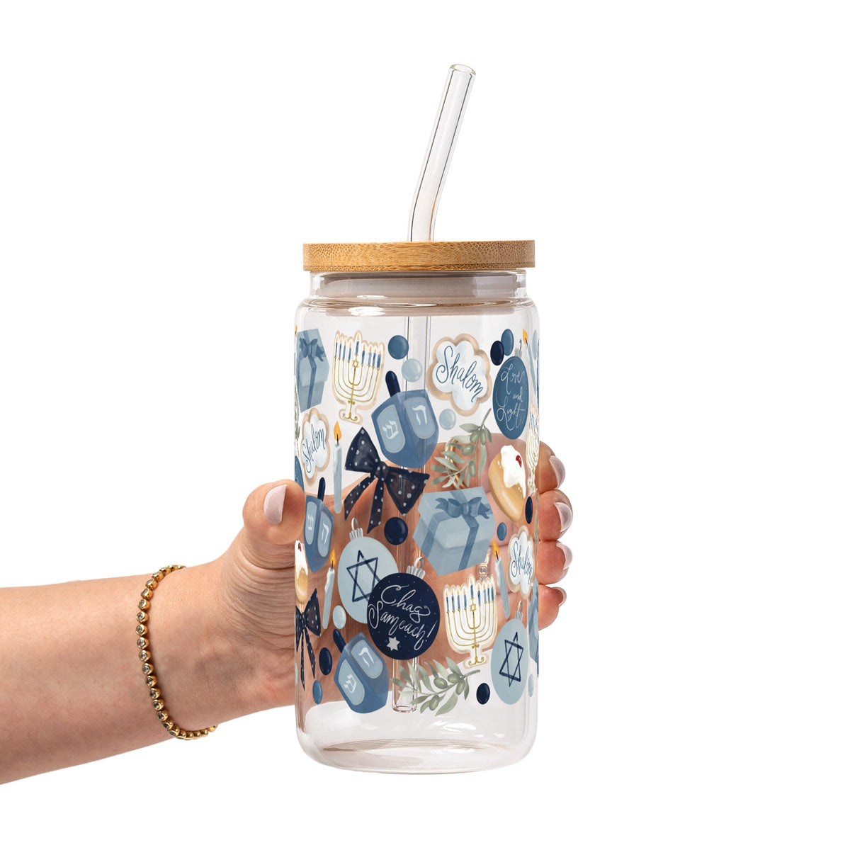Cozy Hanukkah Glass Cups