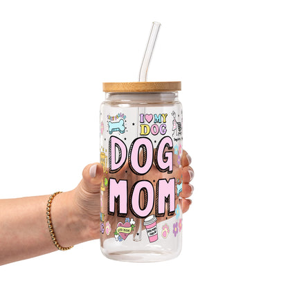 Dog Mom Doodles Glass Cups