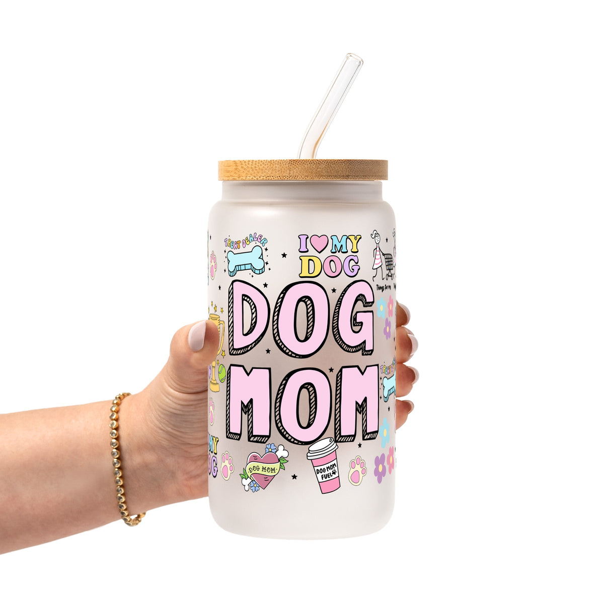 Dog Mom Doodles Glass Cups