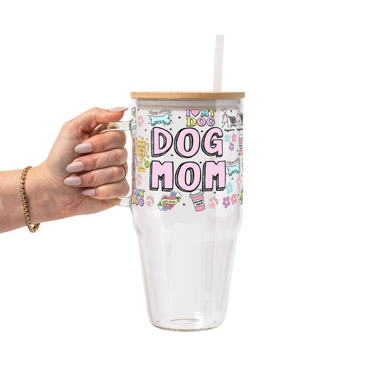 Dog Mom Doodles Glass Cups