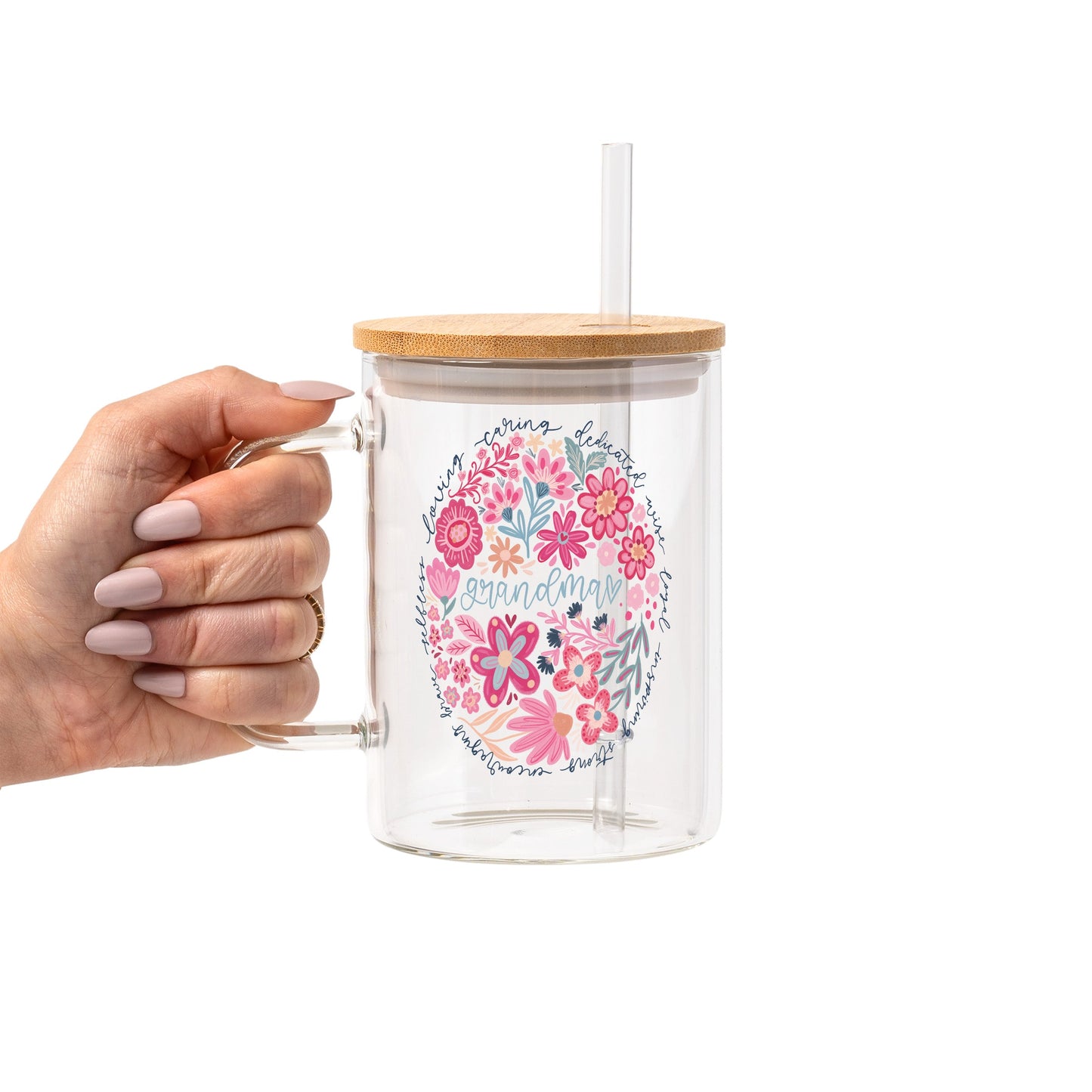 Floral Grandma Glass Cups