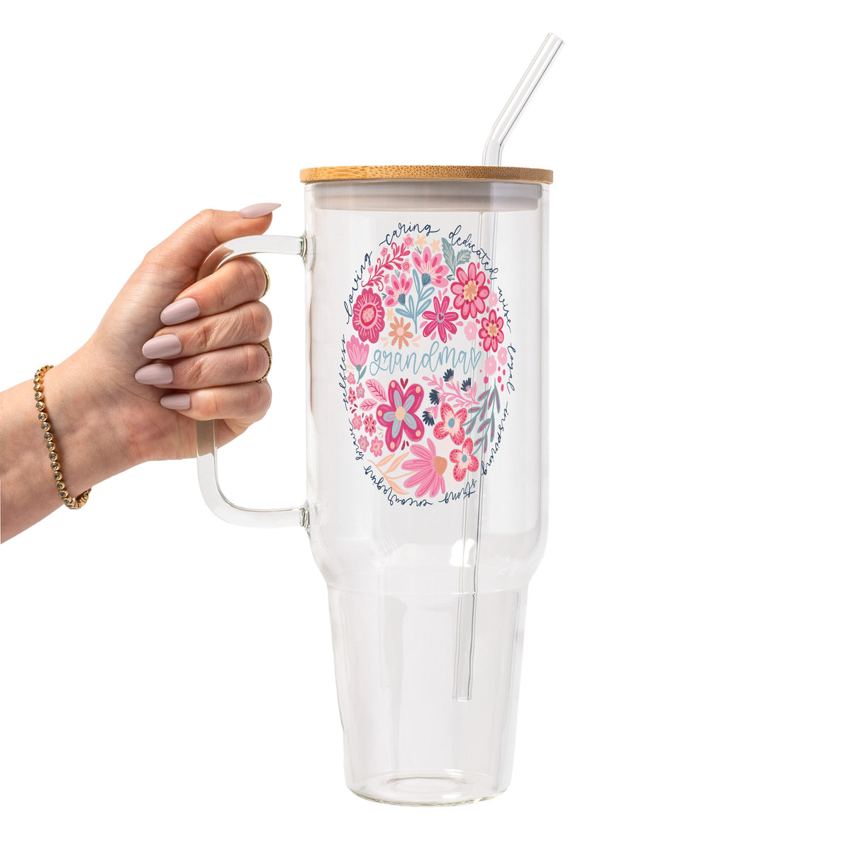 Floral Grandma Glass Cups