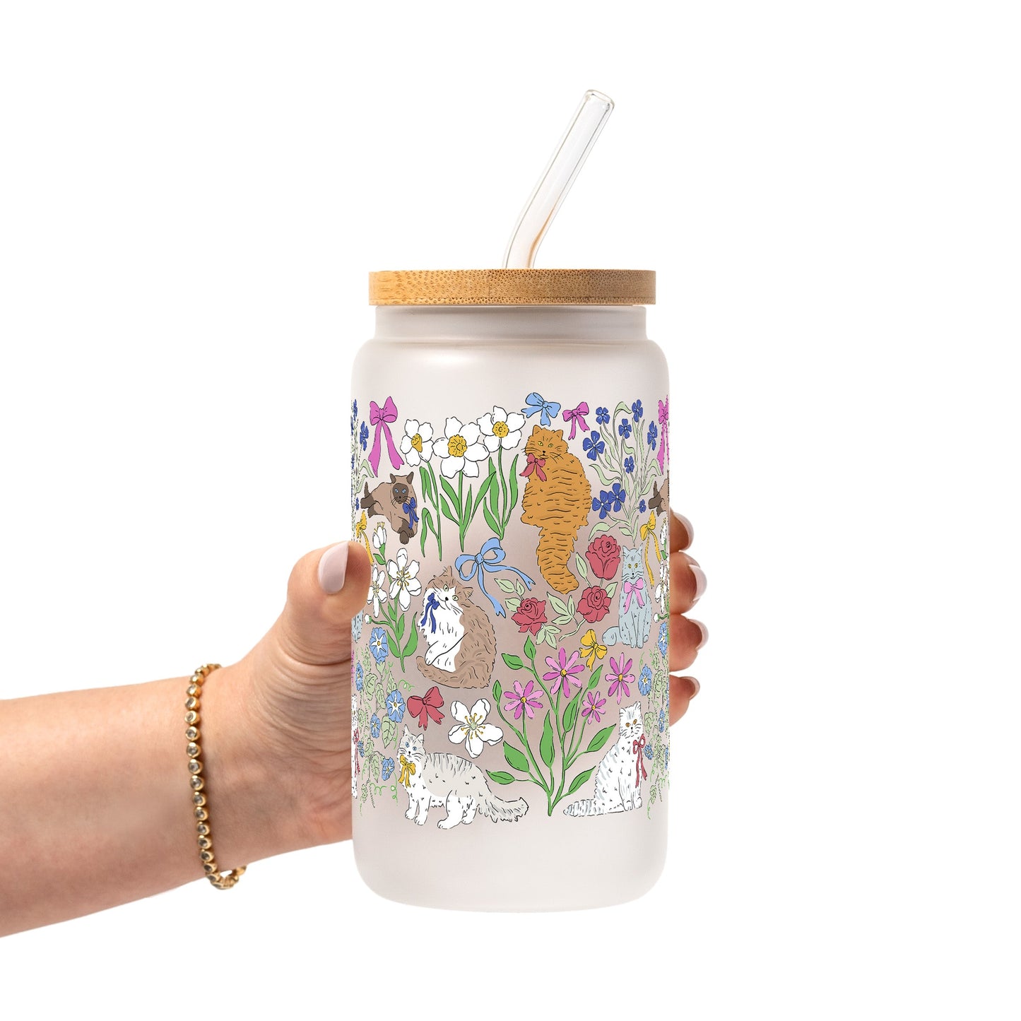 Grandma Core Cats Glass Cups