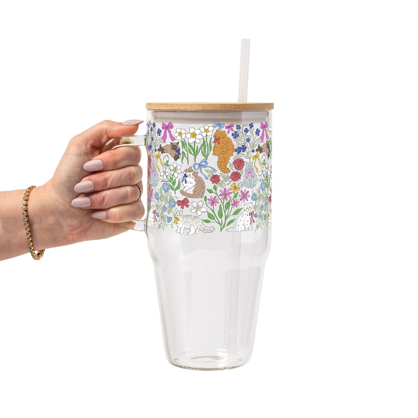 Grandma Core Cats Glass Cups