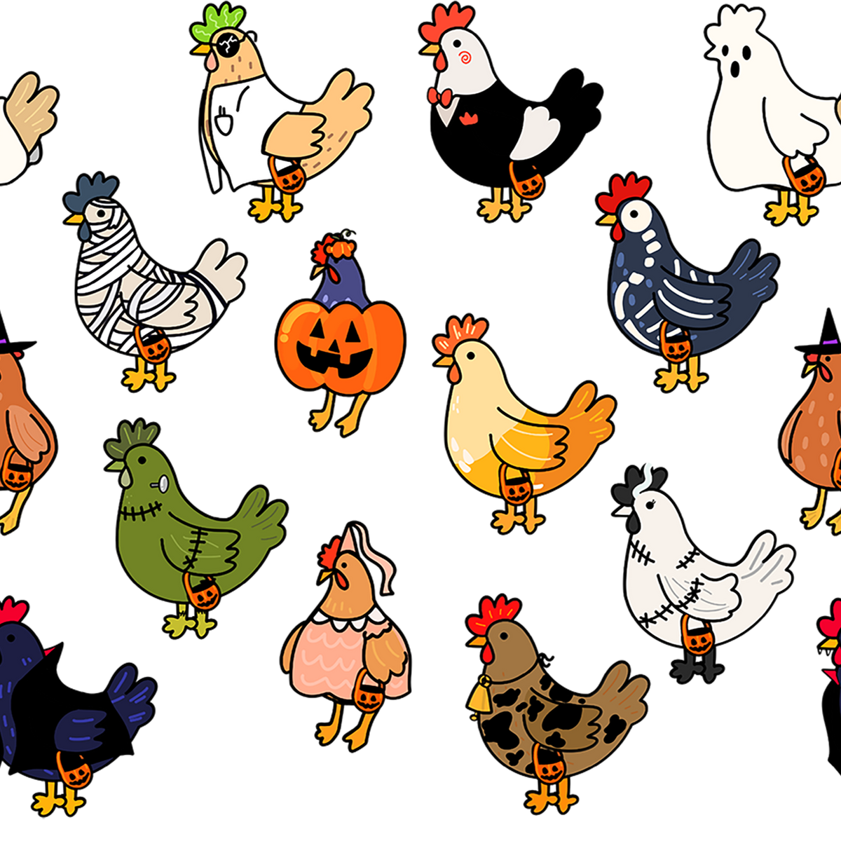 Spooky Chickens Glass Cups