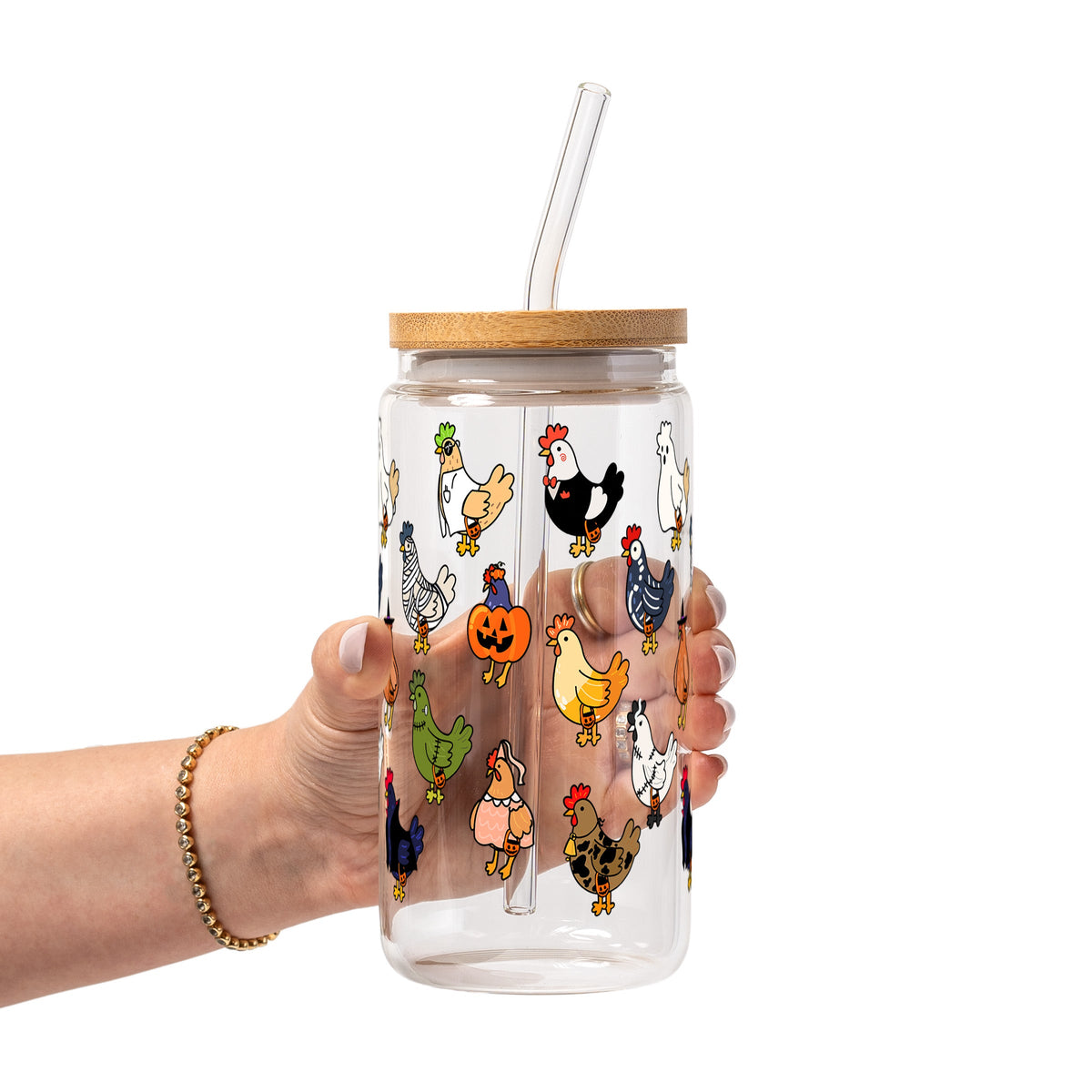 Spooky Chickens Glass Cups