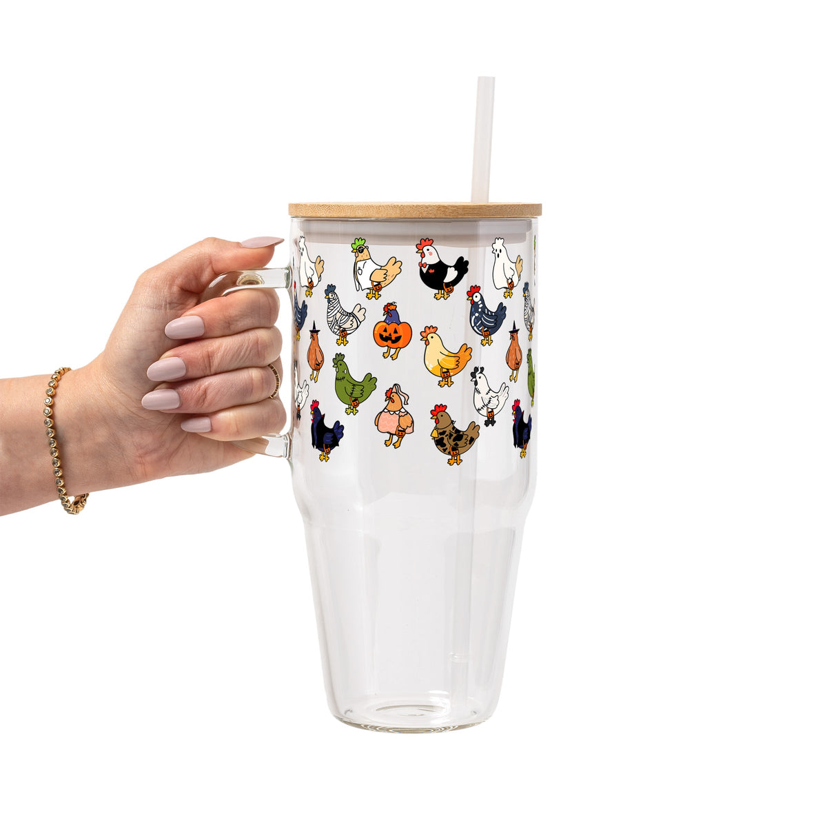 Spooky Chickens Glass Cups