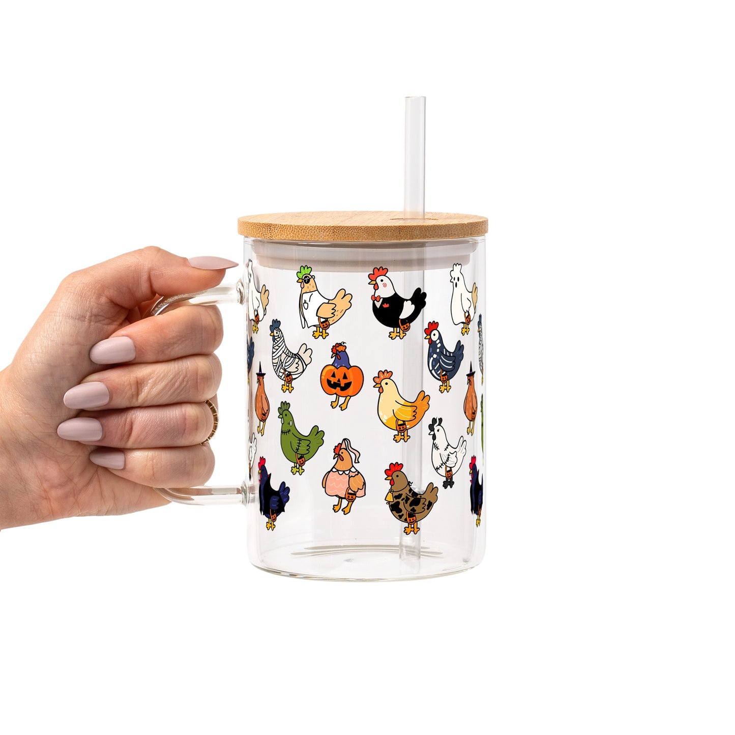 Spooky Chickens Glass Cups