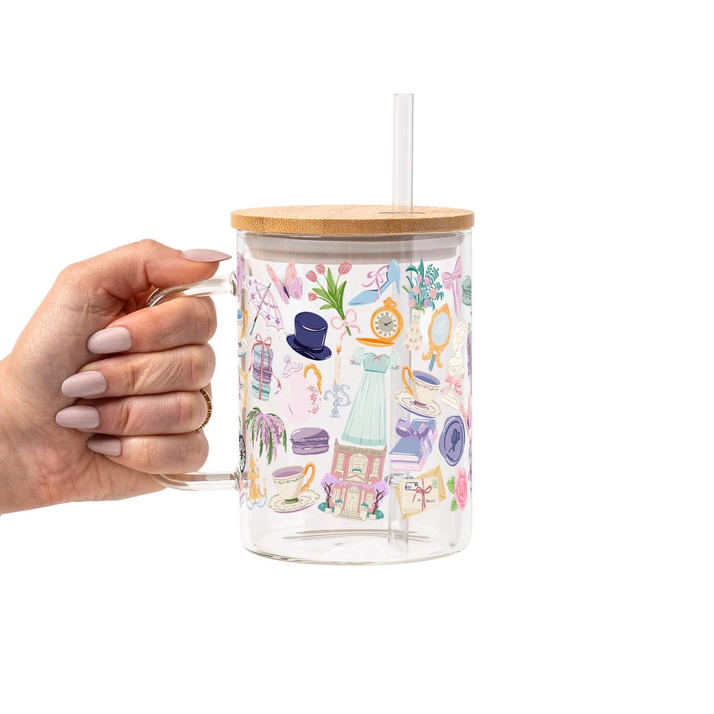Regency Book Girl Glass Cups