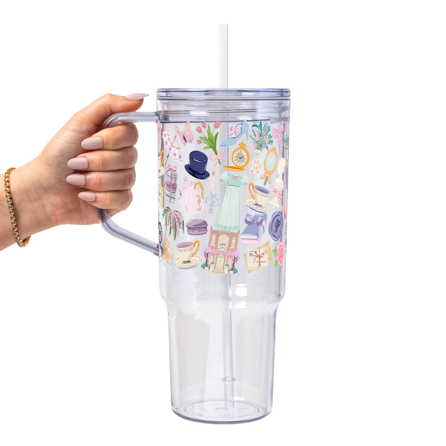 Regency Book Girl Glass Cups