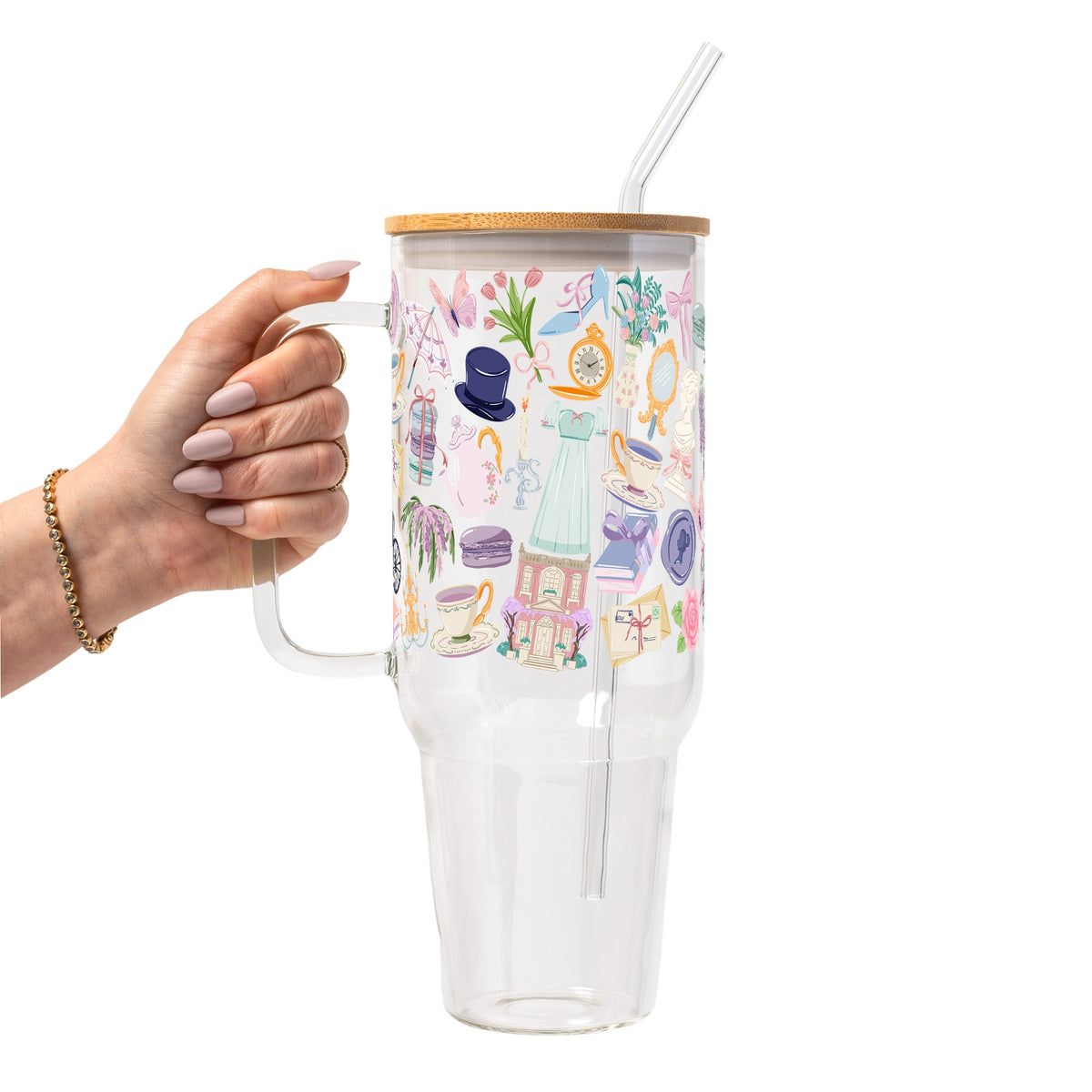 Regency Book Girl Glass Cups