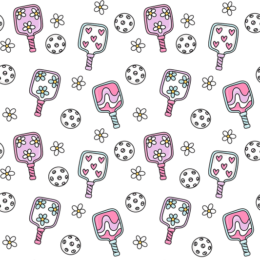 Floral Pickleball Glass Cups