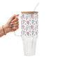 Floral Pickleball Glass Cups