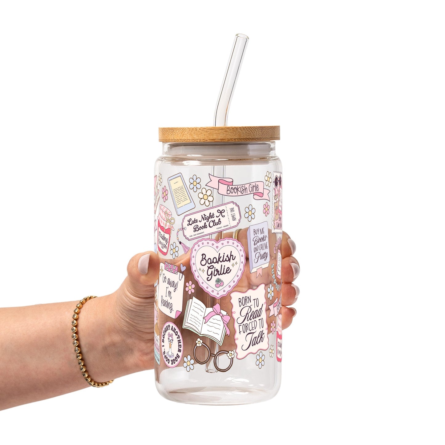Bookish Girly Glass Cups