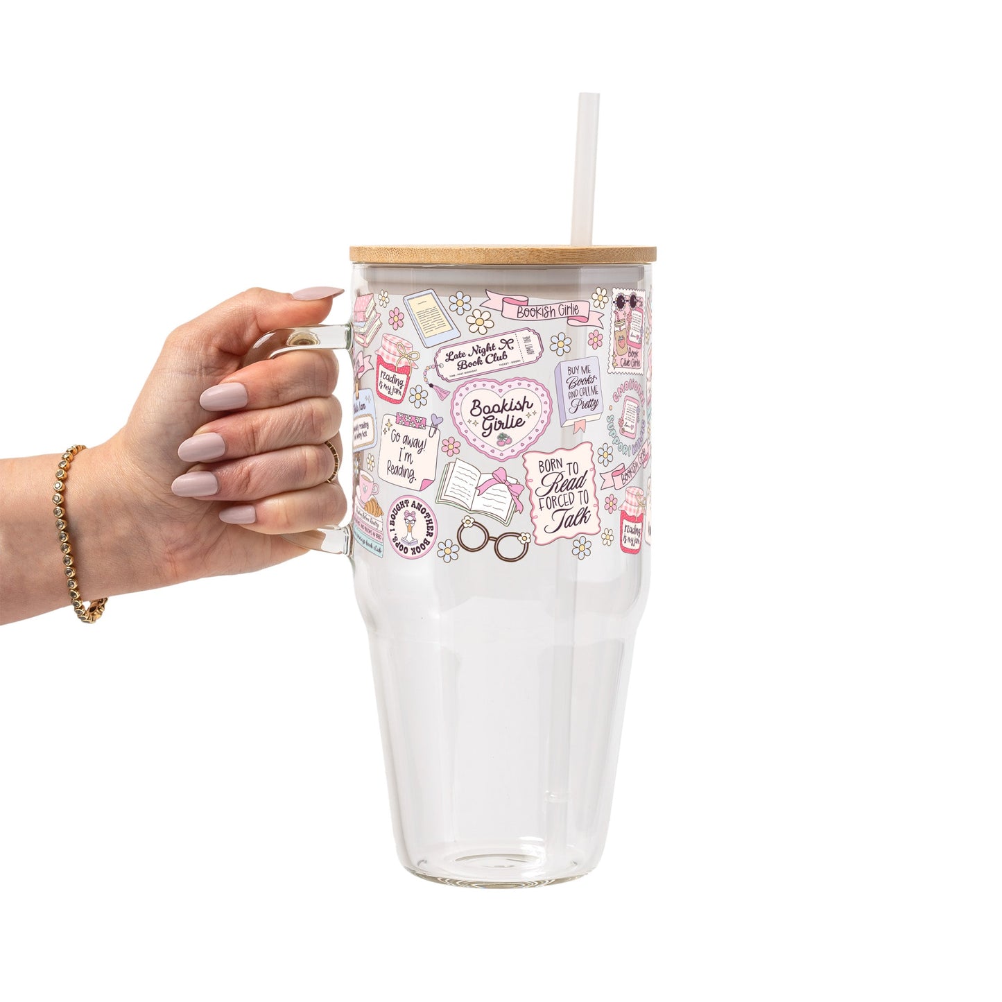 Bookish Girly Glass Cups
