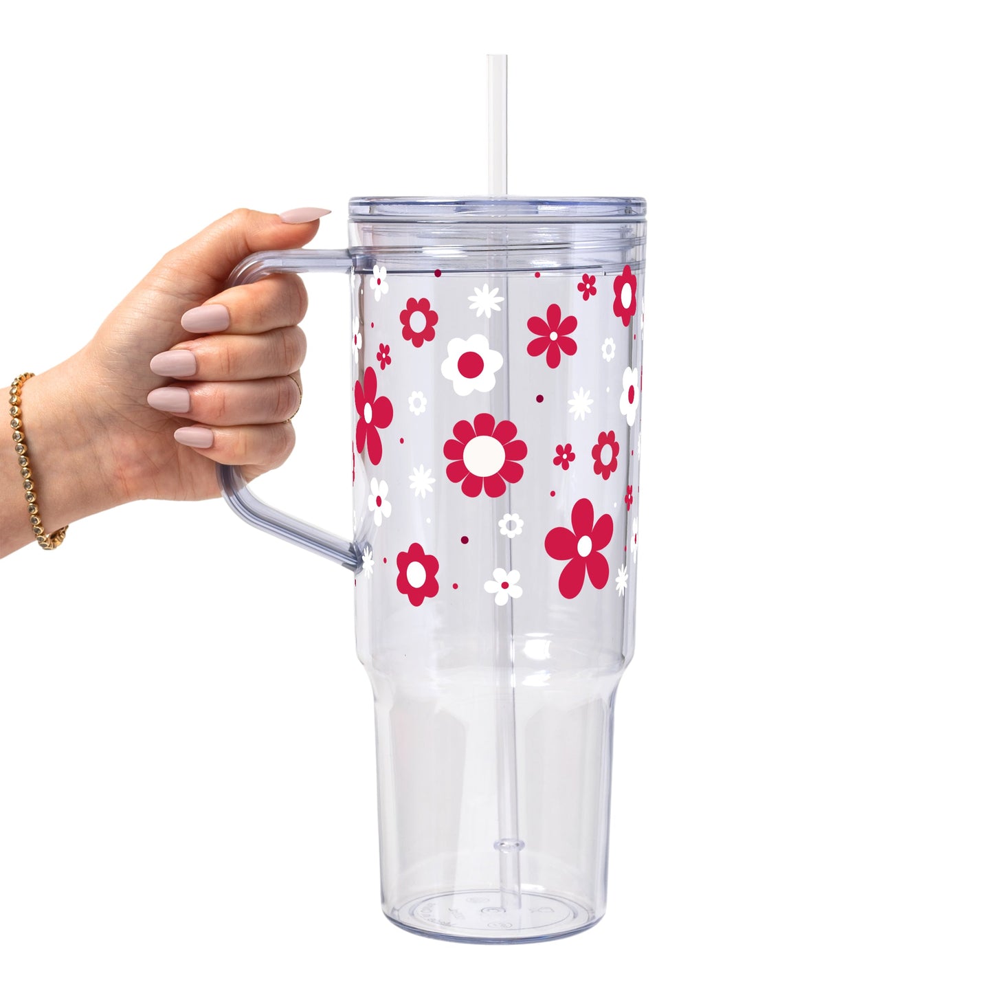Red Daisy Glass Cups
