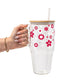 Red Daisy Glass Cups